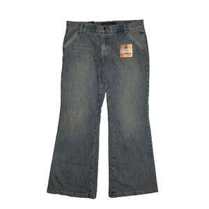 CALVIN KLEIN NEW $79 Tarnished Denim Embroidered Trouser Jean Size 14